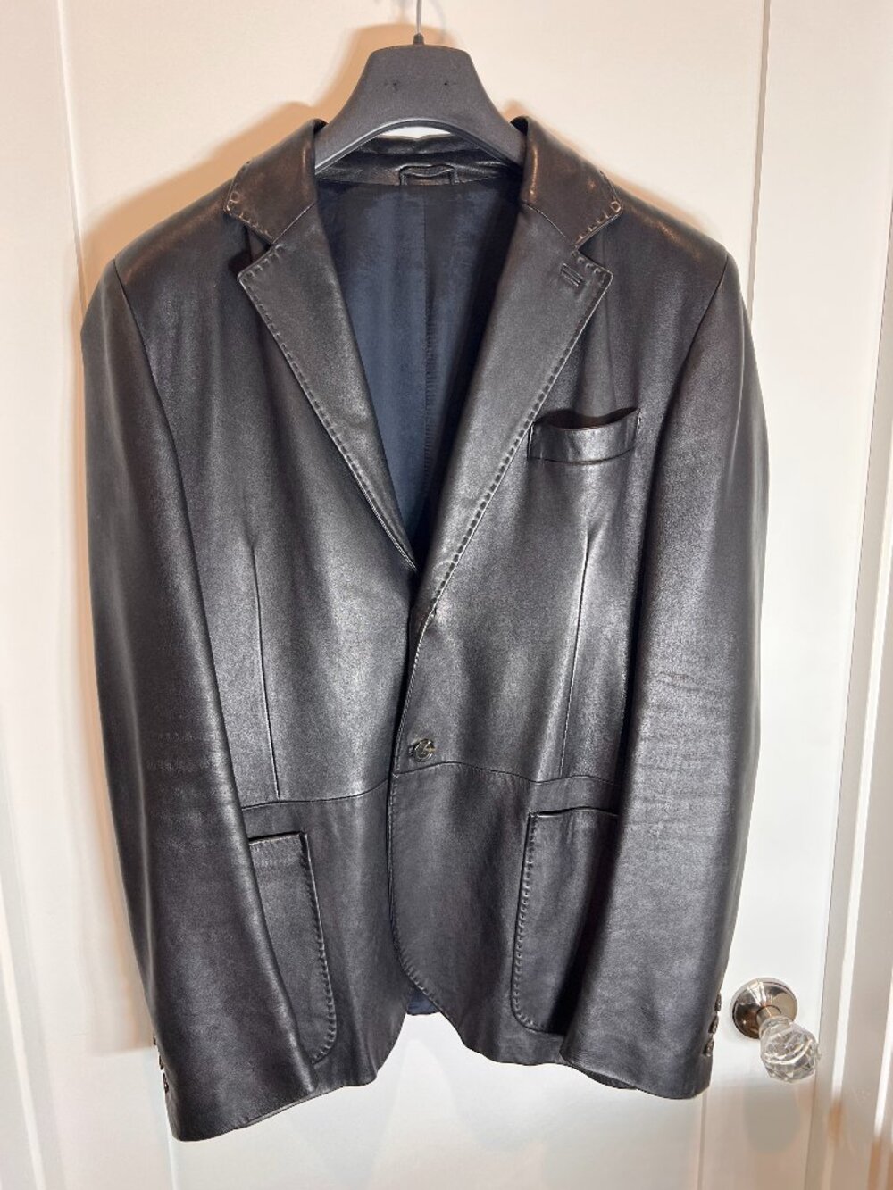 CERRUTI 1881 Black Leather Blazer Jacket